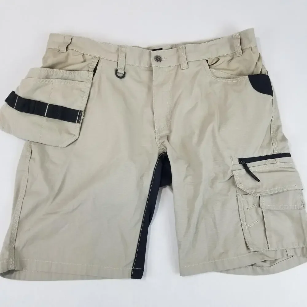Blaklader Shorts Mens 38 Beige Canvas Workwear Utility Cargo Tool Pockets